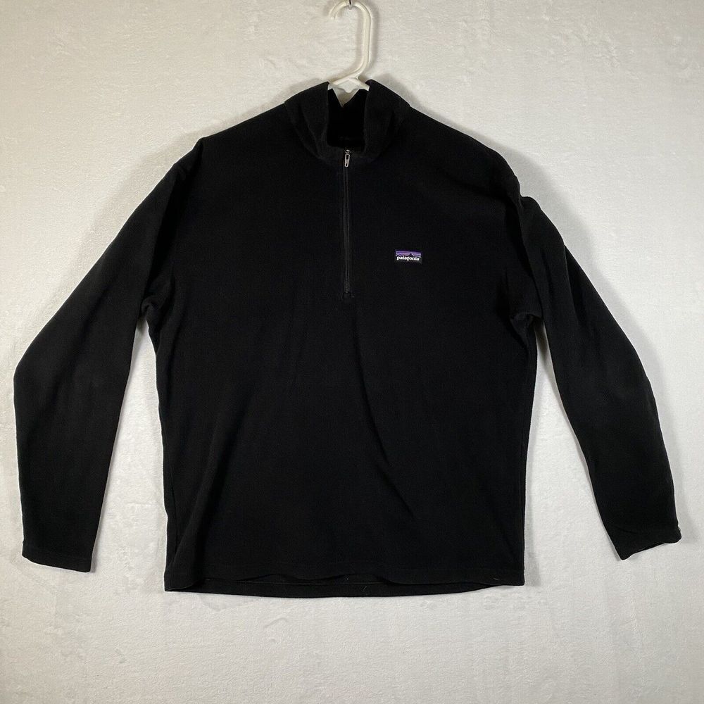 Patagonia Men's Sz L Black Micro D 1/4 Zip Pullover Fleece Synchilla